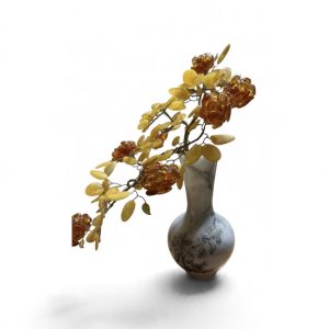 Unikali rankų darbo Baltijos gintaro šaka-puokštė (30 cm)